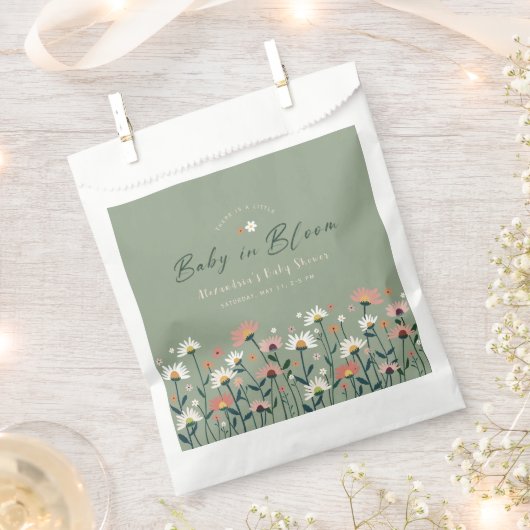 Boho Wildflower Sage Groene Baby in Bloemdouche Bedankzakje (Geknipt)