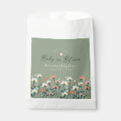 Boho Wildflower Sage Groene Baby in Bloemdouche Bedankzakje (Voorkant)