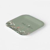 Boho Wildflower Sage Groene Baby in Bloemdouche Papieren Bordje (Gebogen)