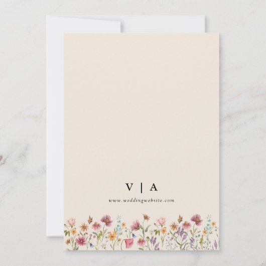 Boho Wildflower Save The Date met Foto Platte Kaar (Achterkant)