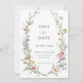 Boho Wildflower Save the Date Uitnodiging voor bru (Voorkant)