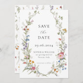 Boho Wildflower Save the Date Uitnodiging voor bru (Voorkant / Achterkant)