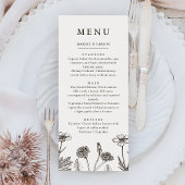 Boho Wildflower Schetste Hand getrokken bruiloft Menu