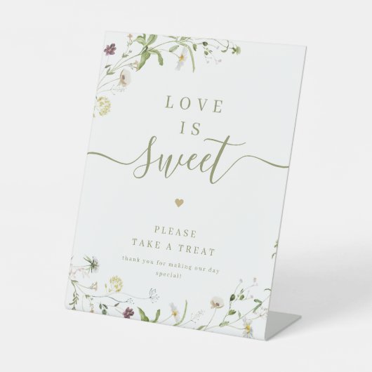 Boho Wildflower script rustieke liefde is zoet Reclamebord Met Voetstuk (Voorkant)