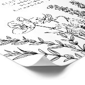 Boho Wildflower Signature Cocktail Menu Sign Poster (Hoek)