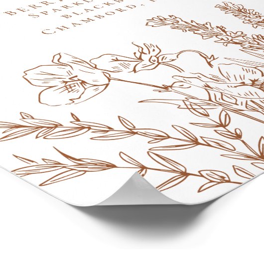 Boho Wildflower Signature Cocktail Menu Sign Poster (Hoek)