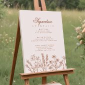 Boho Wildflower Signature Cocktail Menu Sign Poster