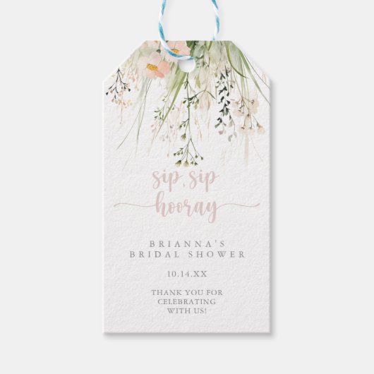 Boho Wildflower Sip Sip Hooray Vrijgezellenfeest Cadeaulabel (Voorkant)