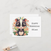 Boho Wildflower Skunk Verjaardag Kaart (Voorkant / Achterkant in situ)