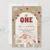 Boho Wildflower Slak en Paddestoel Eerste Verjaard Kaart (Voorkant)