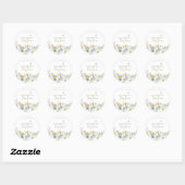 Boho wildflower spring baby shower gepersonaliseer ronde sticker (Vel)