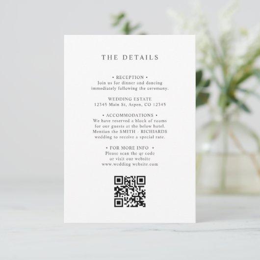 Boho Wildflower Spring BRUILOFT DETAILS QR CODE Informatiekaartje (Staand voorkant)