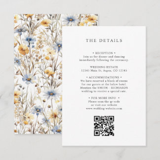 Boho Wildflower Spring BRUILOFT DETAILS QR CODE Informatiekaartje