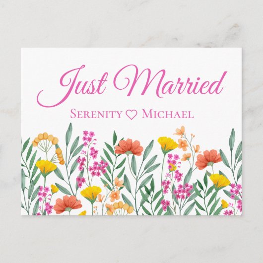 Boho Wildflower Spring Floral net getrouwd bruilof Aankondigingskaart (Voorkant)