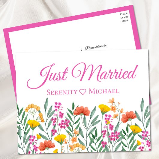 Boho Wildflower Spring Floral net getrouwd bruilof Aankondigingskaart