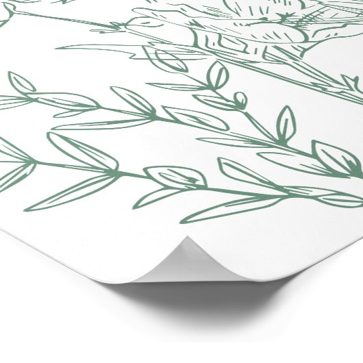 Boho Wildflower Spring Green Wedding Welkomstbord Poster (Hoek)