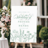 Boho Wildflower Spring Green Wedding Welkomstbord Poster