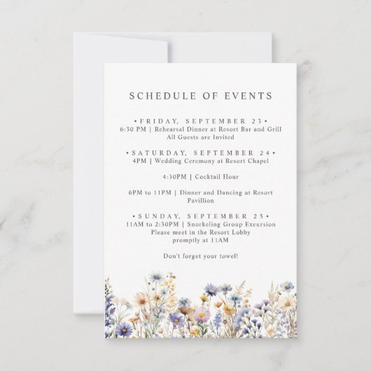 Boho Wildflower Spring SCHEMA VAN EVENEMENTEN Kaart (Voorkant)