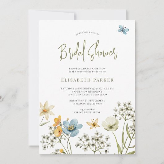 Boho wildflower spring vrijgezellenfeest kaart (Voorkant)