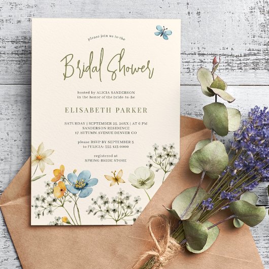 Boho wildflower spring vrijgezellenfeest kaart