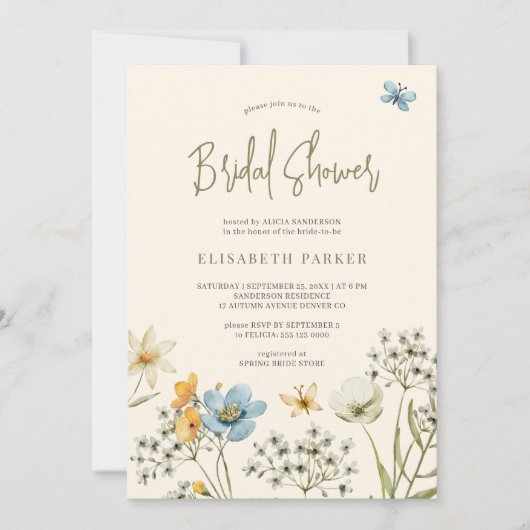 Boho wildflower spring vrijgezellenfeest kaart (Voorkant)