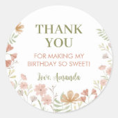 Boho Wildflower Sticker Favor Labels Verjaardag (Voorkant)