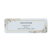 Boho Wildflower Stoffig Blauw Bruiloft Retouradres Etiket (Voorkant)