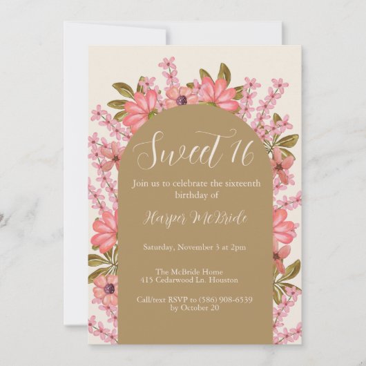 Boho Wildflower Sweet 16 Verjaardag  Bloemen Kaart (Voorkant)