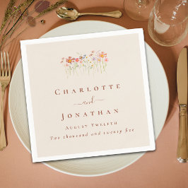 Boho Wildflower Tan Beige Terracotta Wedding Servet