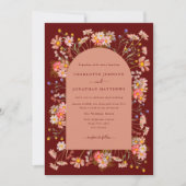 Boho Wildflower Terracotta Arch Fall Wedding Kaart (Voorkant)
