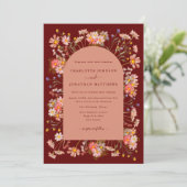 Boho Wildflower Terracotta Arch Fall Wedding Kaart (Staand voorkant)