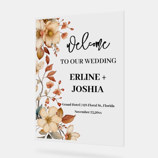 Boho Wildflower Terracotta bruiloft Acryl Bord (Hoek)