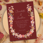 Boho Wildflower Terracotta Fall Wedding Kaart