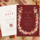 Boho Wildflower Terracotta Fall Wedding Kaart