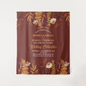 Boho Wildflower Terracotta herfst bruiloft achterg Wandkleed (Voorkant)