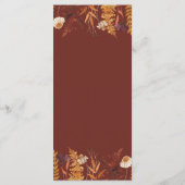 Boho Wildflower Terracotta Herfst Bruiloft Menu (Achterkant)