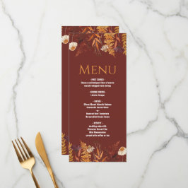 Boho Wildflower Terracotta Herfst Bruiloft Menu