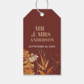 Boho Wildflower Terracotta Herfst Huwelijk Cadeaulabel (Voorkant)