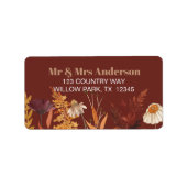 Boho Wildflower Terracotta Herfst Huwelijk Etiket (Voorkant)