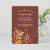 Boho Wildflower Terracotta Herfst Huwelijk Kaart (Staand voorkant)