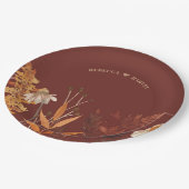 Boho Wildflower Terracotta Herfst Huwelijk Papieren Bordje (Gekanteld)