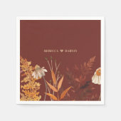 Boho Wildflower Terracotta Herfst Huwelijk Servet (Voorkant)