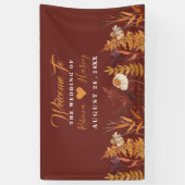 Boho Wildflower Terracotta Herfst Huwelijk Spandoek (Verticaal)