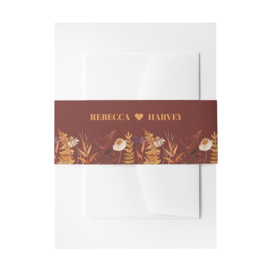 Boho Wildflower Terracotta Herfst Huwelijk Uitnodigingen Wikkel (Voorkant Voorbeeld)