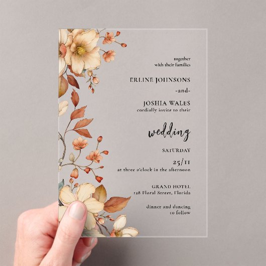 Boho Wildflower Terracotta Trouw Uitnodiging (Insitu (Draagbaar))