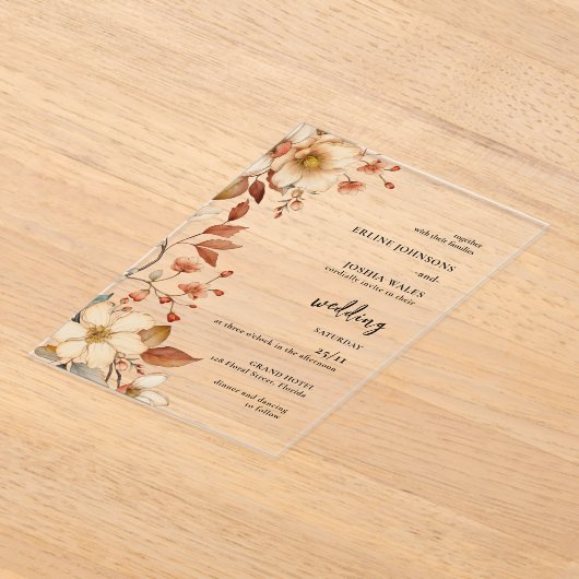 Boho Wildflower Terracotta Trouw Uitnodiging (Laagn)