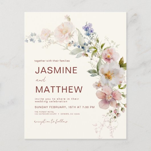 Boho Wildflower Terracotta Wedding Invitation Flyer (Voorkant)