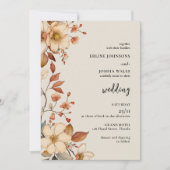 Boho Wildflower Terracotta Wedding Invitation Kaart (Voorkant)