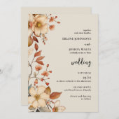Boho Wildflower Terracotta Wedding Invitation Kaart (Voorkant / Achterkant)