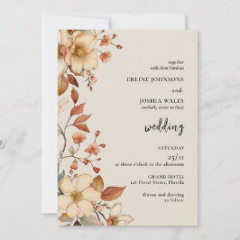 Boho Wildflower Terracotta Wedding Invitation Kaart
